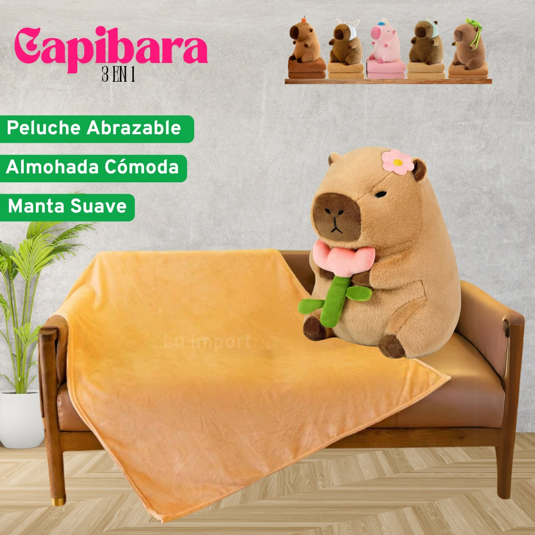 Peluche Capibara 3 en 1 (Grande de 40cm)