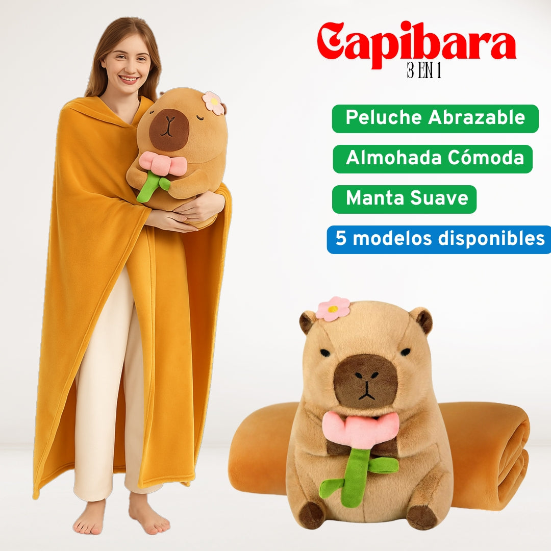 Peluche Capibara 3 en 1 (Grande de 40cm)